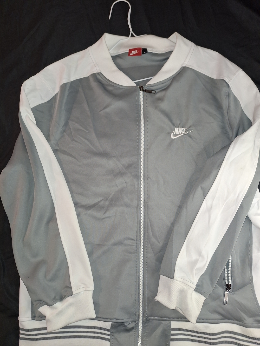 Nike Men’s Gray and White Track Jacket